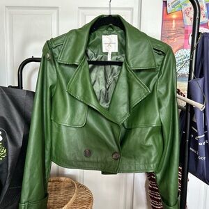 Avec Les Filles Green Leather Jacket